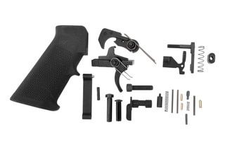 AR-15 lower parts kit with pistol grip and milspec trigger, black.